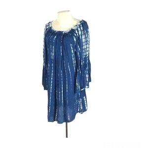 Indigo Tie Dyed tunic‎ bell sleeve Free Size Blue